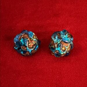 Vintage Japan Iridescent Clip Earrings